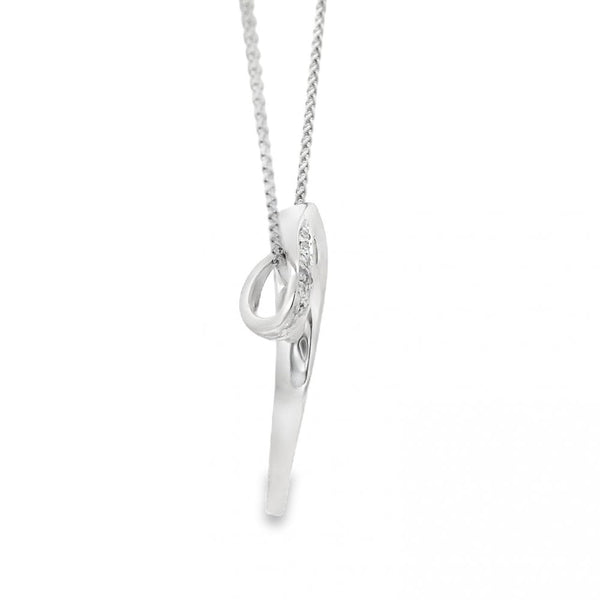 18ct White Gold Diamond Ribbon Pendant & Necklace - 20" - 0.50ct