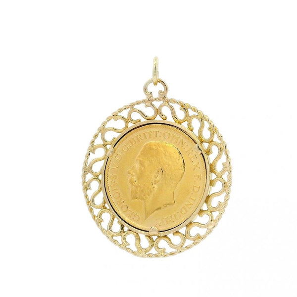 1915 Full Sovereign Coin Intricate Pendant - 11.7g