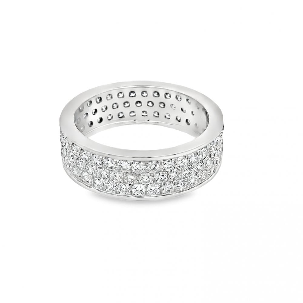 Gents 18ct White Gold Diamond Eternity Band - Size R½ - 2.67ct