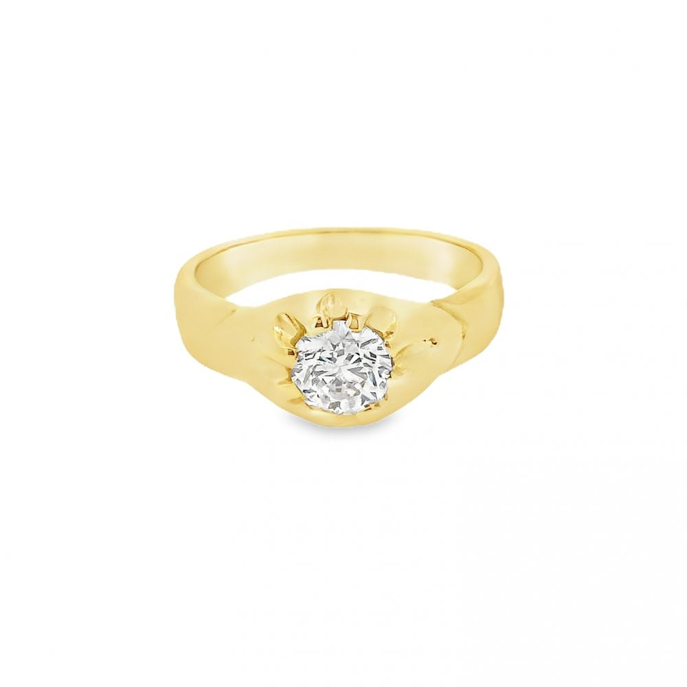 18ct Yellow Gold Diamond Solitaire Ring - Size R - 0.93ct