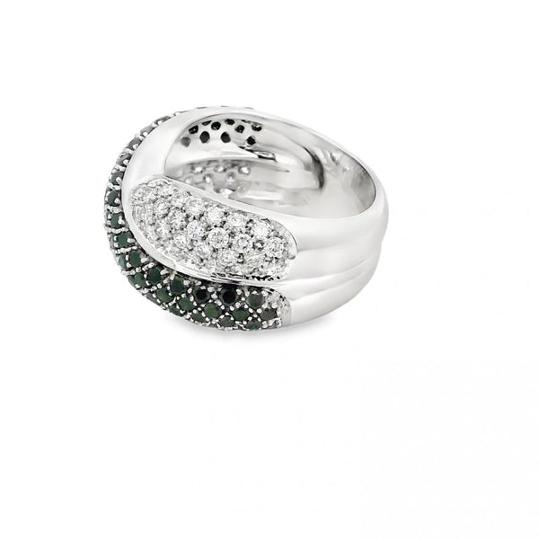 18ct White Gold Black & White Diamond Cross-Over Ring - 1.86ct