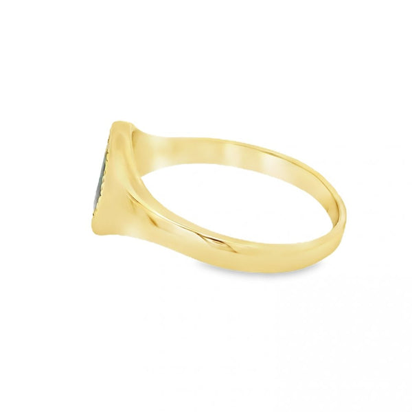 Gents 18ct Yellow Gold Blue Sapphire Signet Ring - Size Z