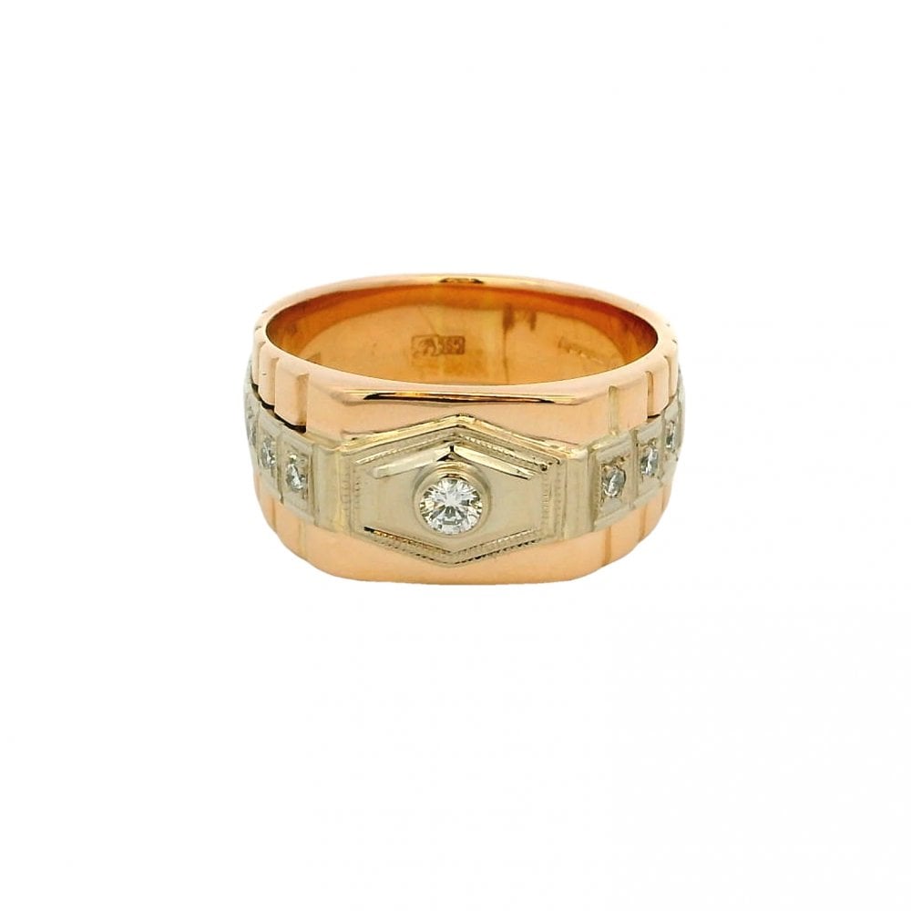 Gents 14ct Rose & White Gold Diamond Ring - 0.28ct