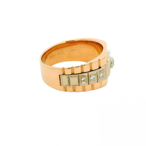 Gents 14ct Rose & White Gold Diamond Ring - 0.28ct