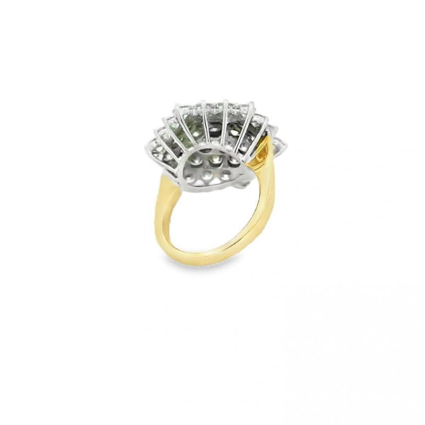 Ladies 18ct Yellow Gold Diamond Cluster Ring - 5.18ct - N½