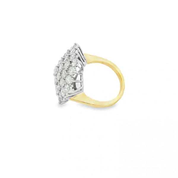 Ladies 18ct Yellow Gold Diamond Cluster Ring - 5.18ct - N½