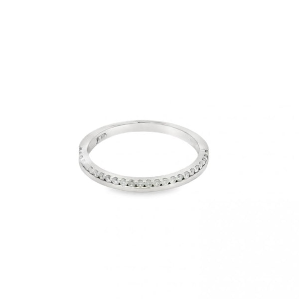 18ct White Gold Diamond Set 2mm Wedding Ring - 2.2g - Size M