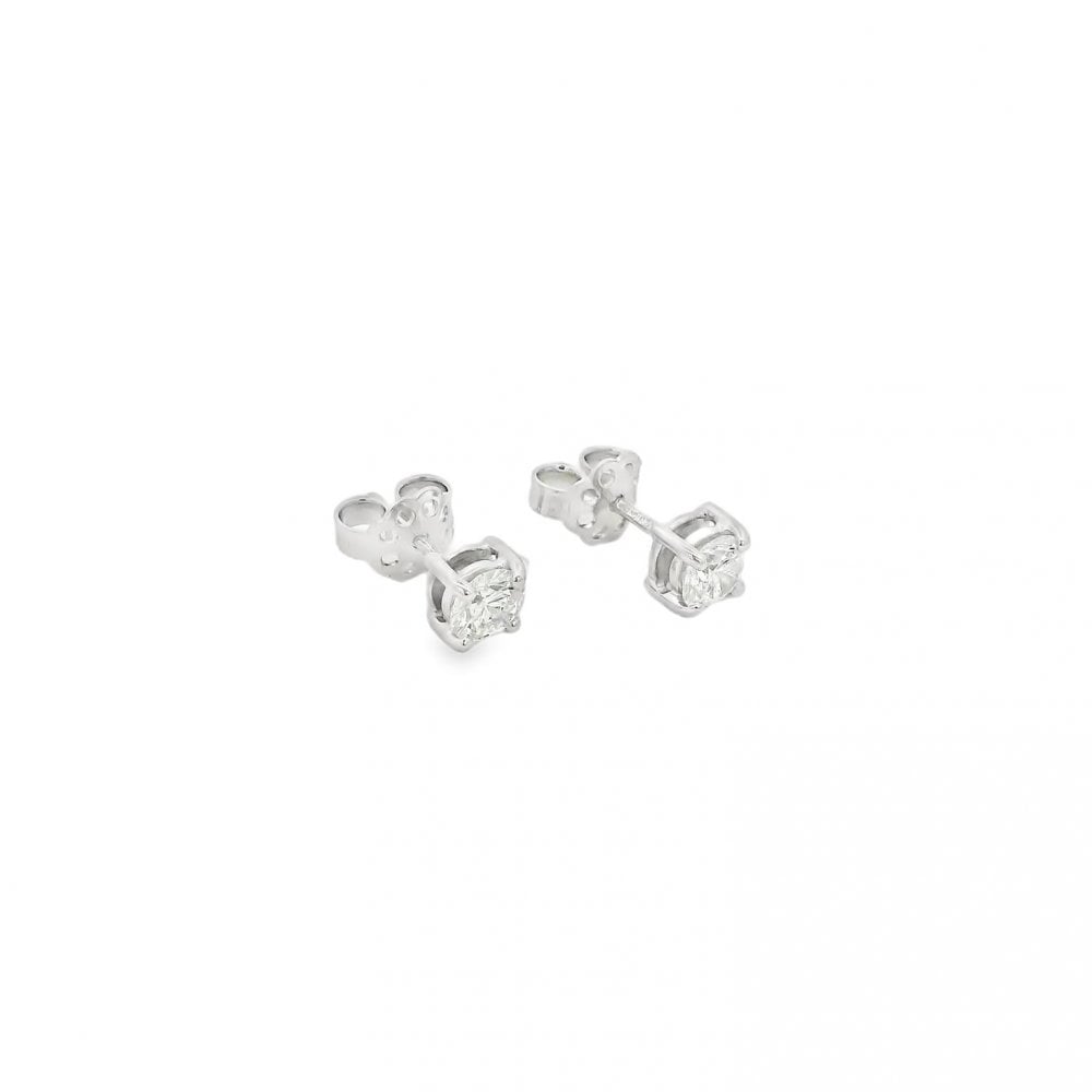 Ladies 18ct White Gold Diamond Stud Earrings - 1.00ct