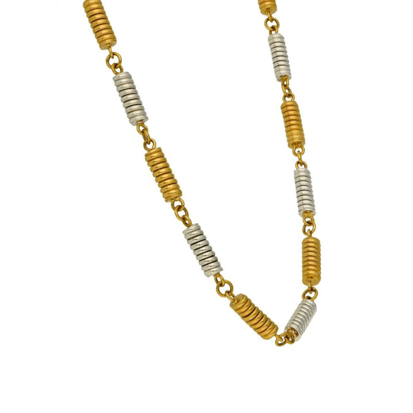 9ct Yellow & White Gold Spring Necklace - 16" - 16.7g
