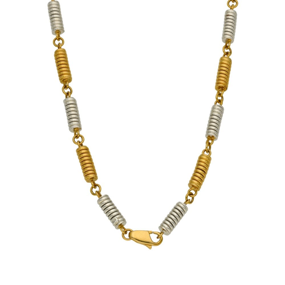 9ct Yellow & White Gold Spring Necklace - 16" - 16.7g