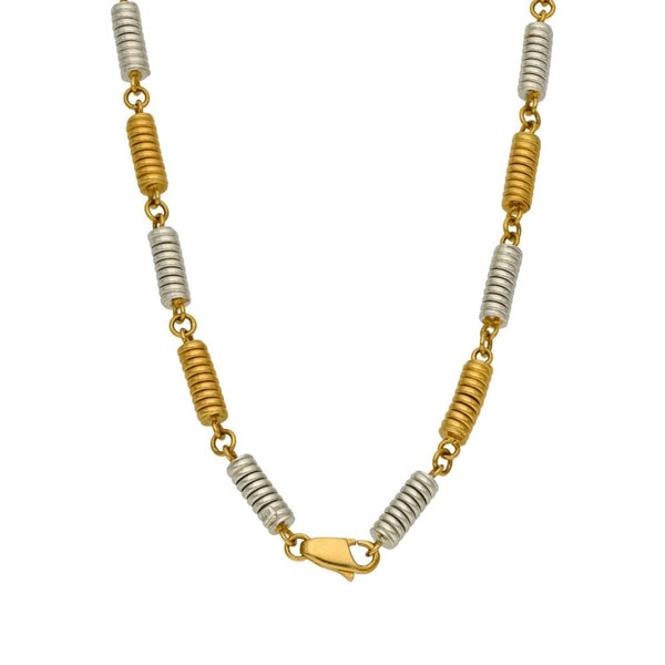 9ct Yellow & White Gold Spring Necklace - 16" - 16.7g