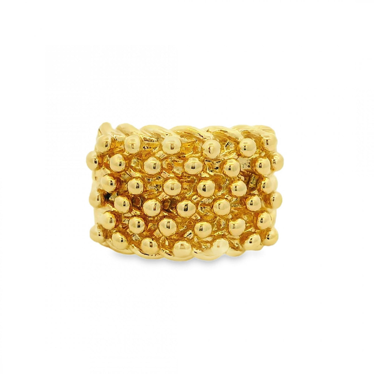 Gents 9ct Yellow Gold Shot Ring - Size W - 16.6g