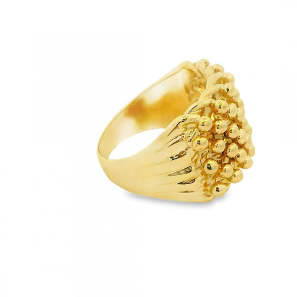 Gents 9ct Yellow Gold Shot Ring - Size W - 16.6g
