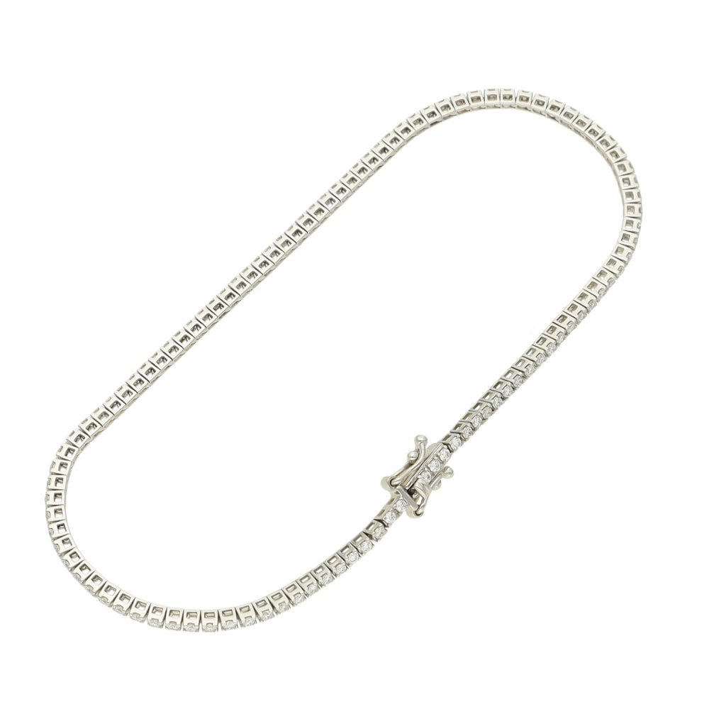 Platinum Diamond Tennis Bracelet - 7" - 6.4g - 1.00ct