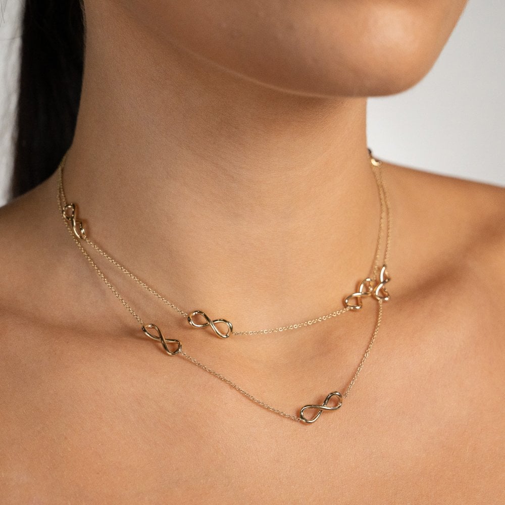 9ct Yellow Gold Infinity Link Necklace - 32"