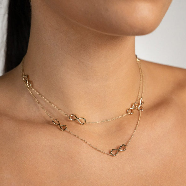 9ct Yellow Gold Infinity Link Necklace - 32"
