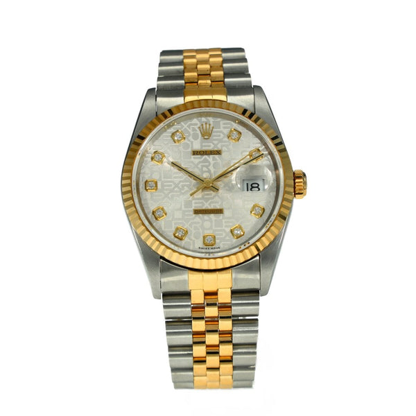 Datejust 36 16233 - Gents Watch - Silver Diamond Dial - 2003.