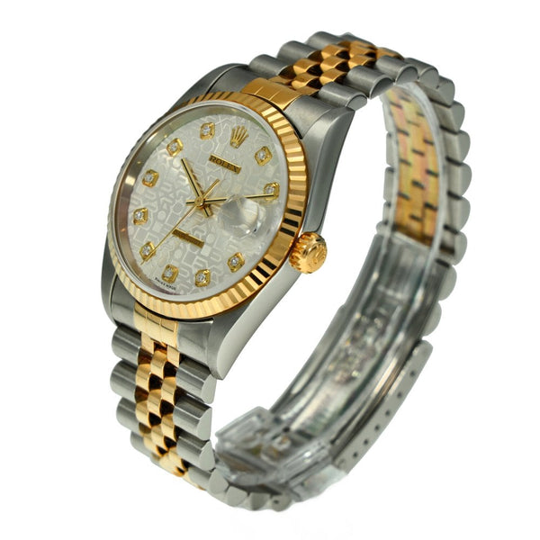 Datejust 36 16233 - Gents Watch - Silver Diamond Dial - 2003.
