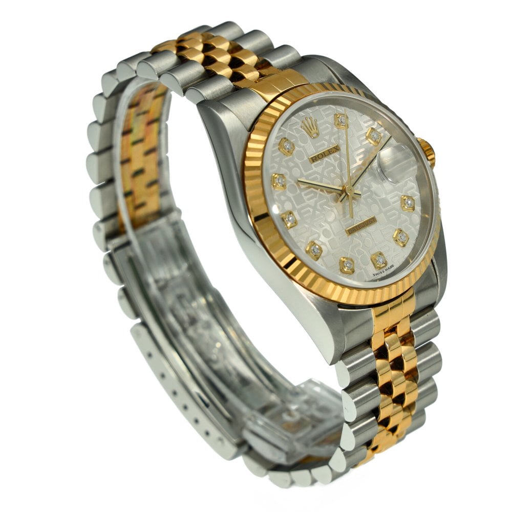 Datejust 36 16233 - Gents Watch - Silver Diamond Dial - 2003.
