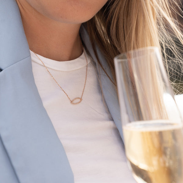 18ct Rose Gold Open Marquise Diamond Necklace - 16/18" - 0.16ct