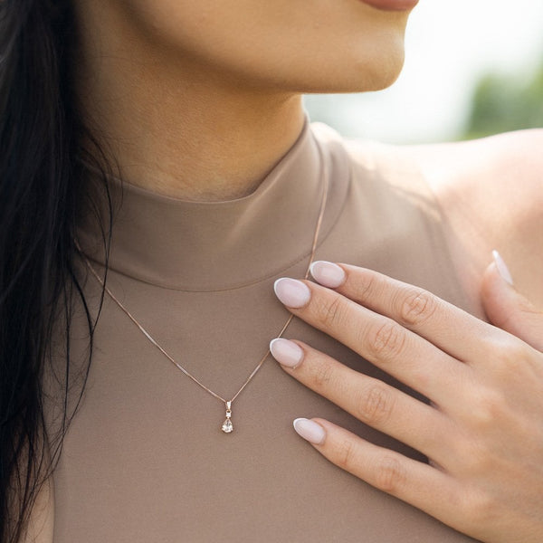 Ladies 9ct Rose Gold Morganite & Diamond Pendant & Necklace
