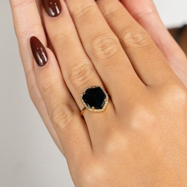 18ct Yellow Gold Indicolite Tourmaline & Diamond Ring - 0.14ct