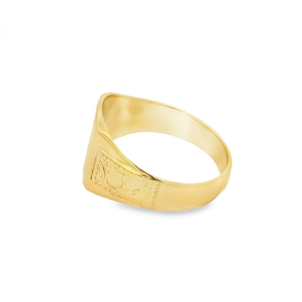 Gents 9ct Yellow Gold Cushion Signet Ring - Size Q - 12mm