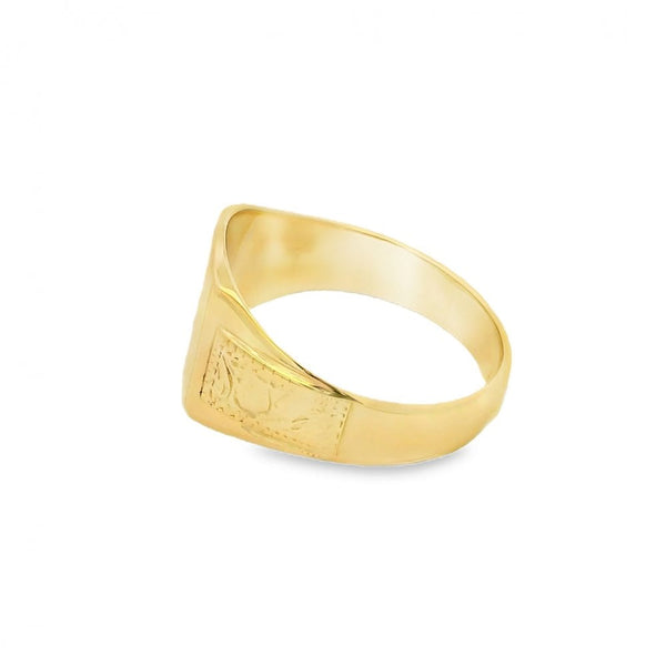 Gents 9ct Yellow Gold Cushion Signet Ring - Size Q - 12mm