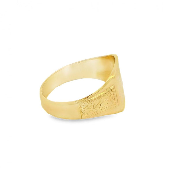 Gents 9ct Yellow Gold Cushion Signet Ring - Size Q - 12mm