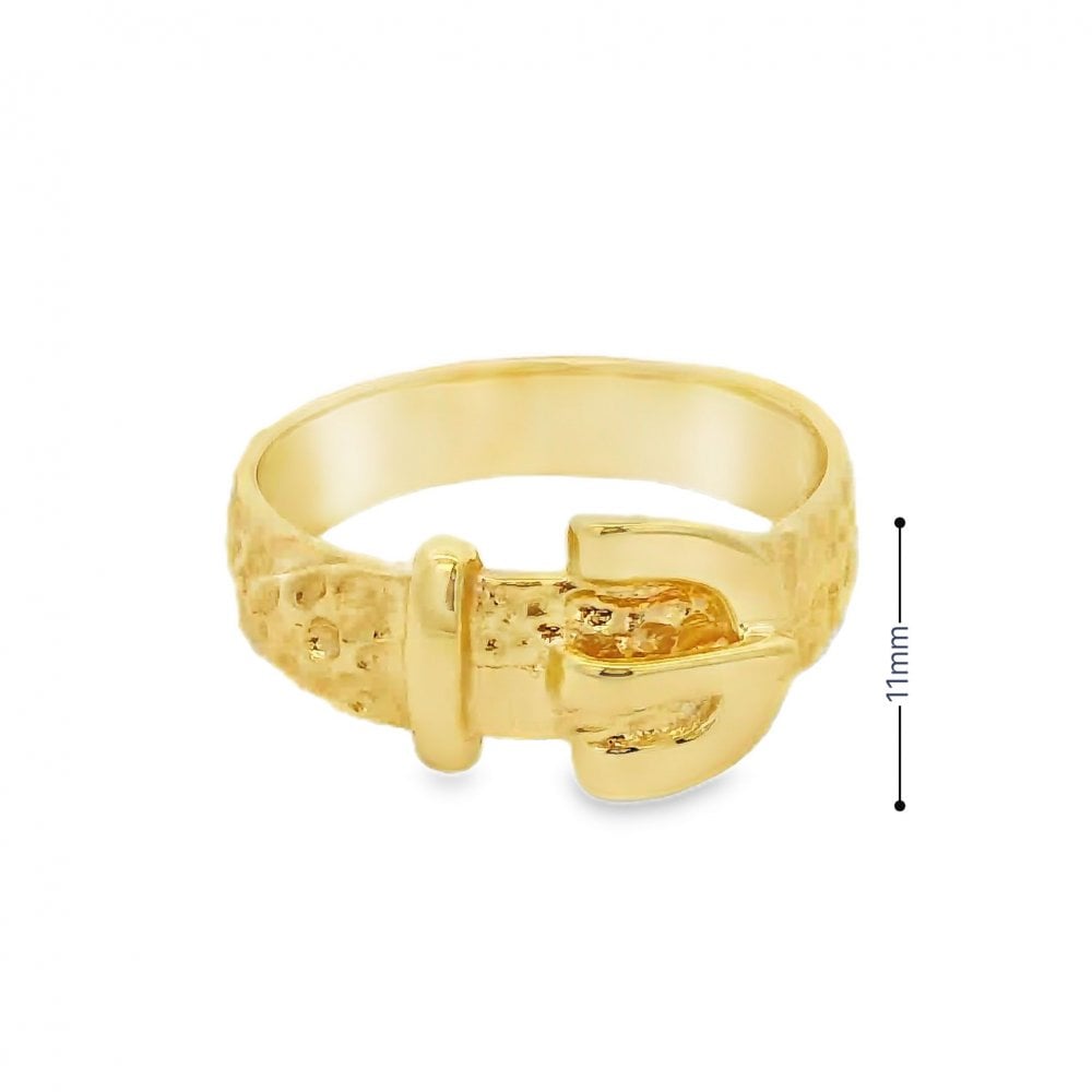 Gents 9ct Yellow Gold Buckle Ring - Size X½ - 11mm