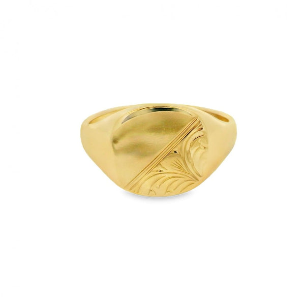Gents 9ct Yellow Gold Signet Ring - Size U - 13mm