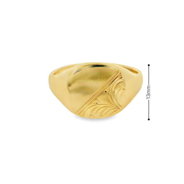 Gents 9ct Yellow Gold Signet Ring - Size U - 13mm