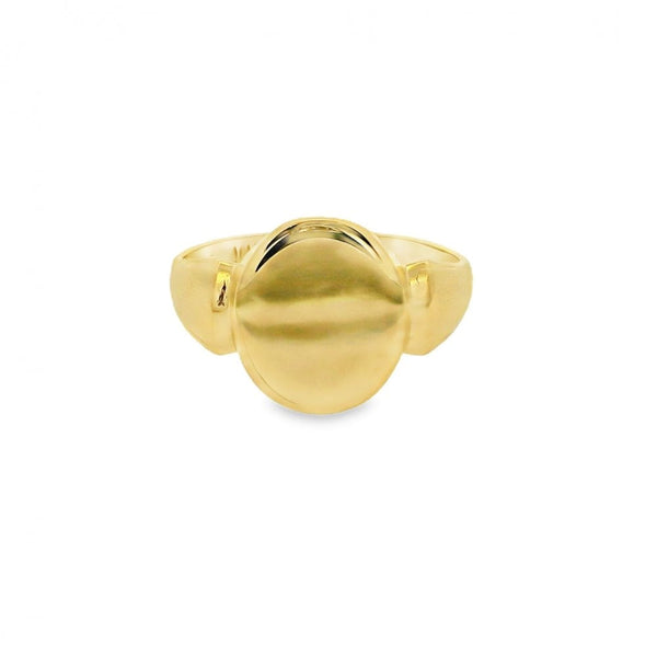 Gents 9ct Yellow Gold Oval Signet Ring - Size R - 14mm