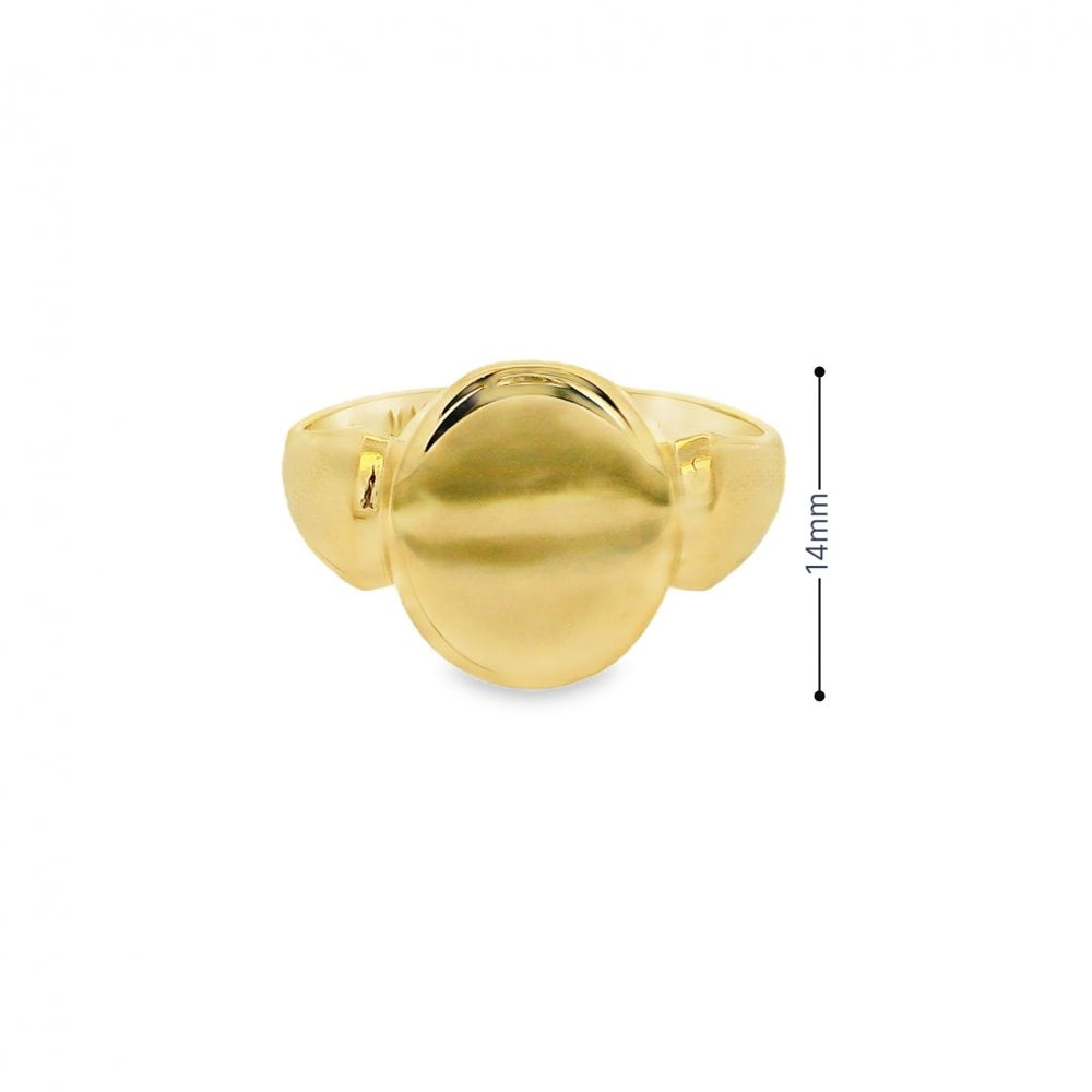 Gents 9ct Yellow Gold Oval Signet Ring - Size R - 14mm