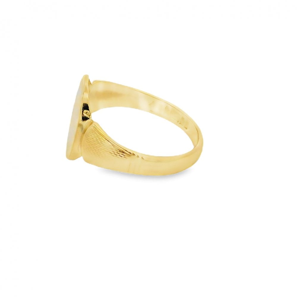 Gents 9ct Yellow Gold Oval Signet Ring - Size R - 14mm