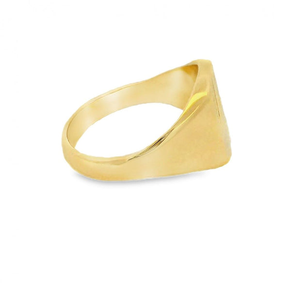9ct Yellow Gold Sunray Patterned Signet Ring - Size U - 15mm