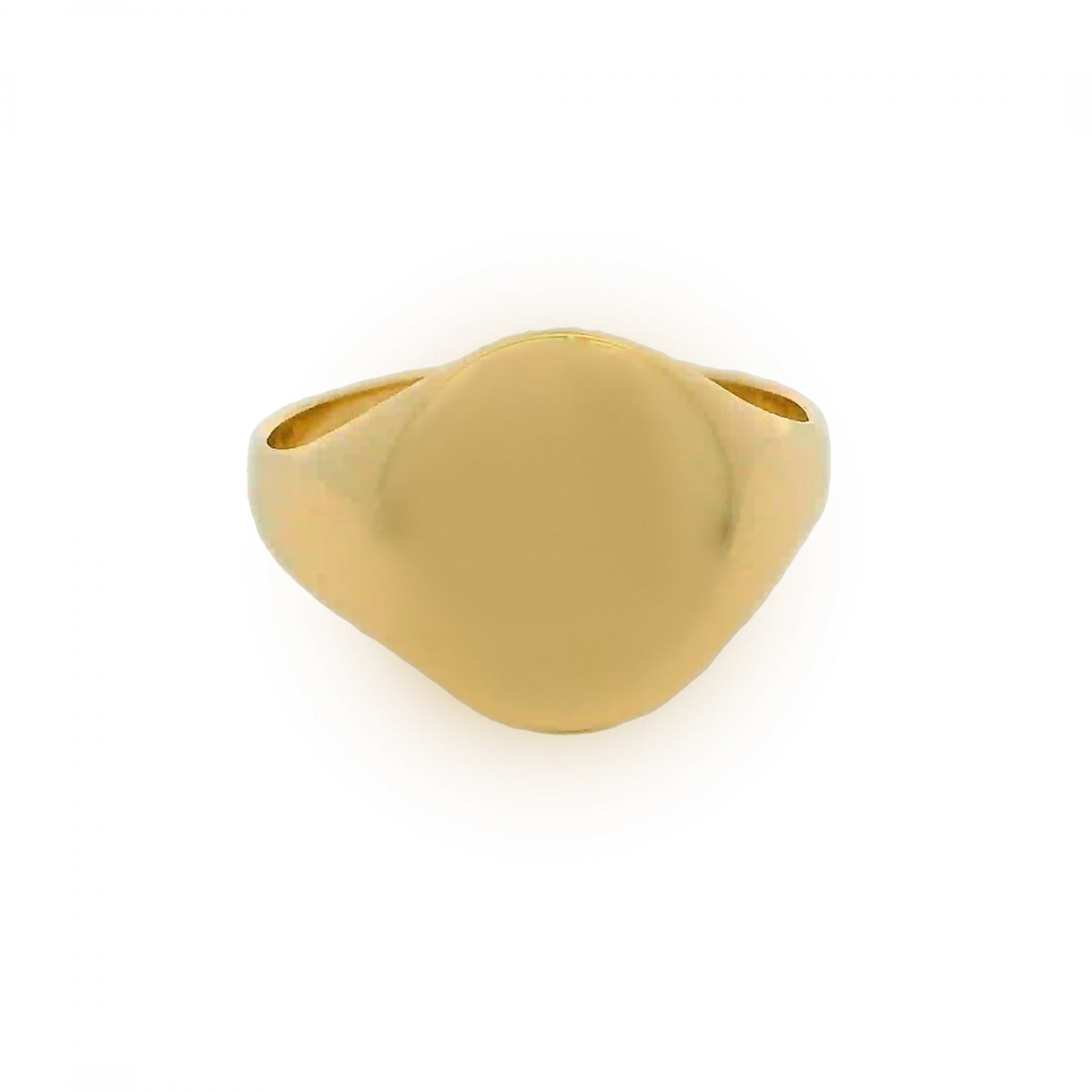Gents 9ct Yellow Gold Oval Signet Ring - Size R - 14mm