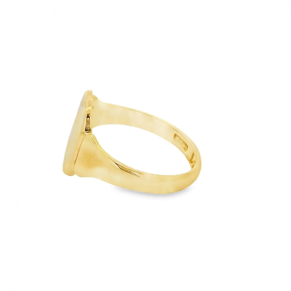 Gents 9ct Yellow Gold Oval Signet Ring - Size Q½ - 14mm