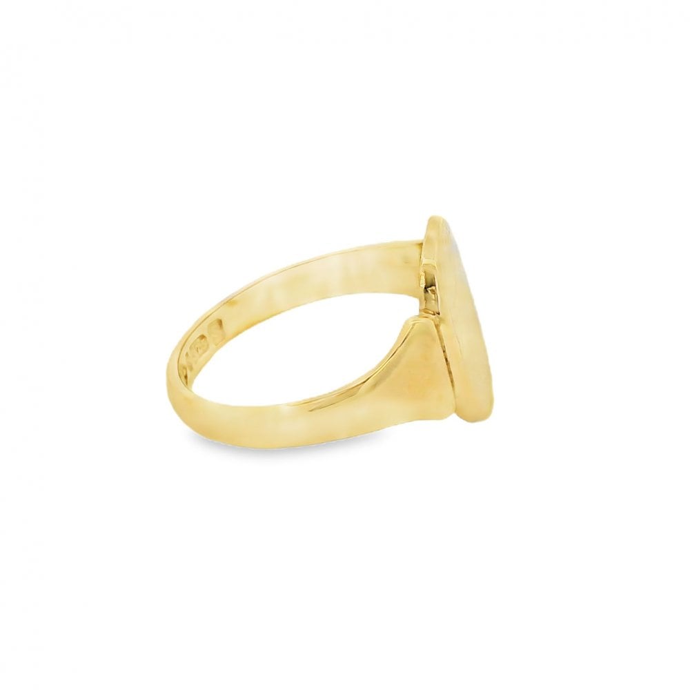 Gents 9ct Yellow Gold Oval Signet Ring - Size Q½ - 14mm