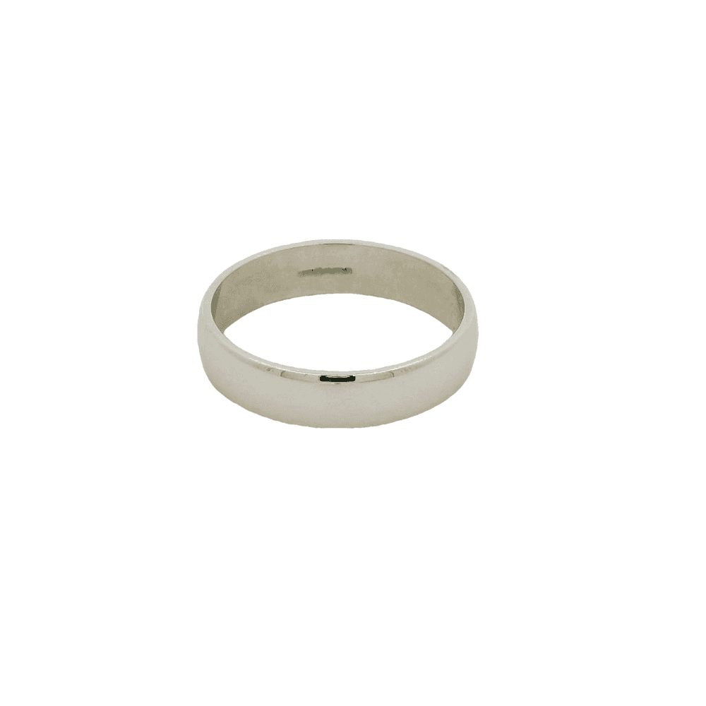Elegant 4mm D-Shaped Wedding Ring in 9ct White Gold