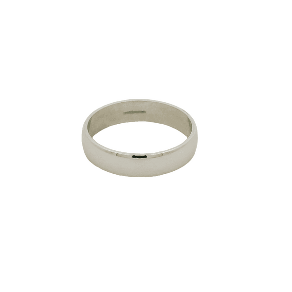 Elegant 4mm D-Shaped Wedding Ring in 9ct White Gold