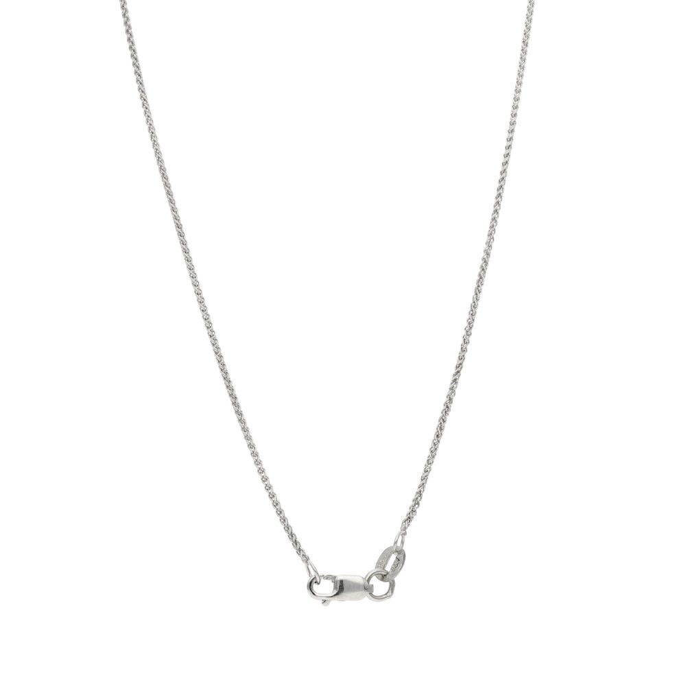 18ct White Gold Diamond Art Deco Pendant & Necklace - 18" - 7.4g