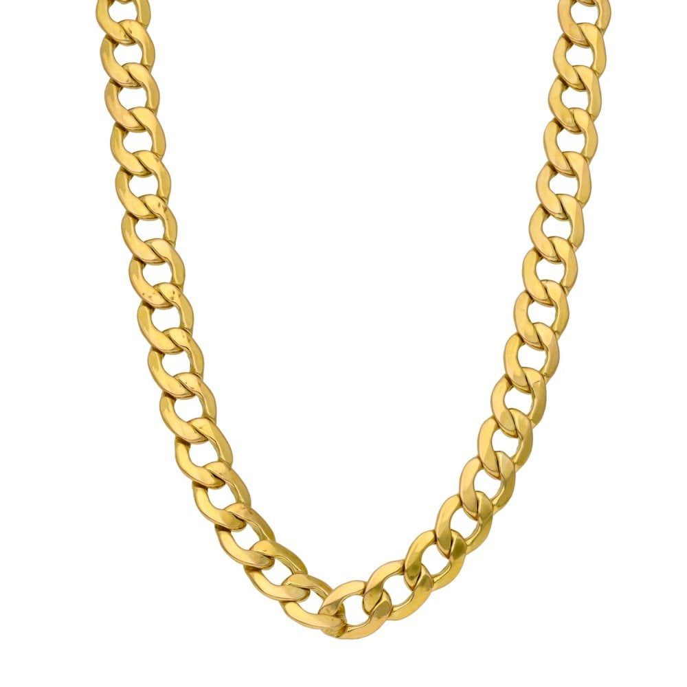Gents 9ct Yellow Gold Hollow Curb Chain - 18" - 14.3g