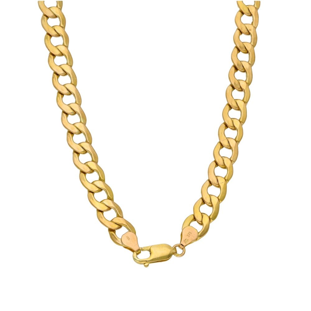 Gents 9ct Yellow Gold Hollow Curb Chain - 18" - 14.3g