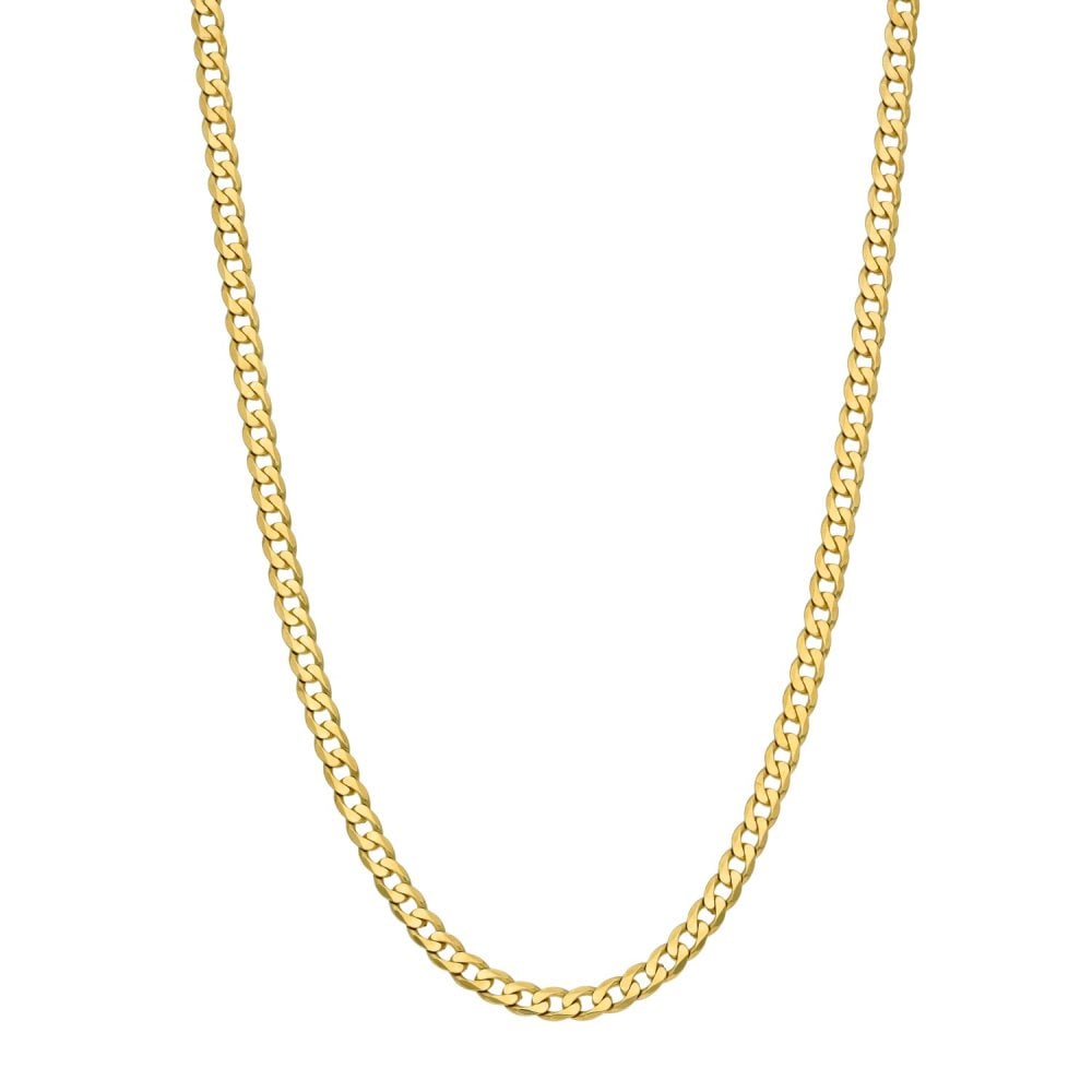 9ct Yellow Gold Solid Curb Chain - 18" - 6.9g
