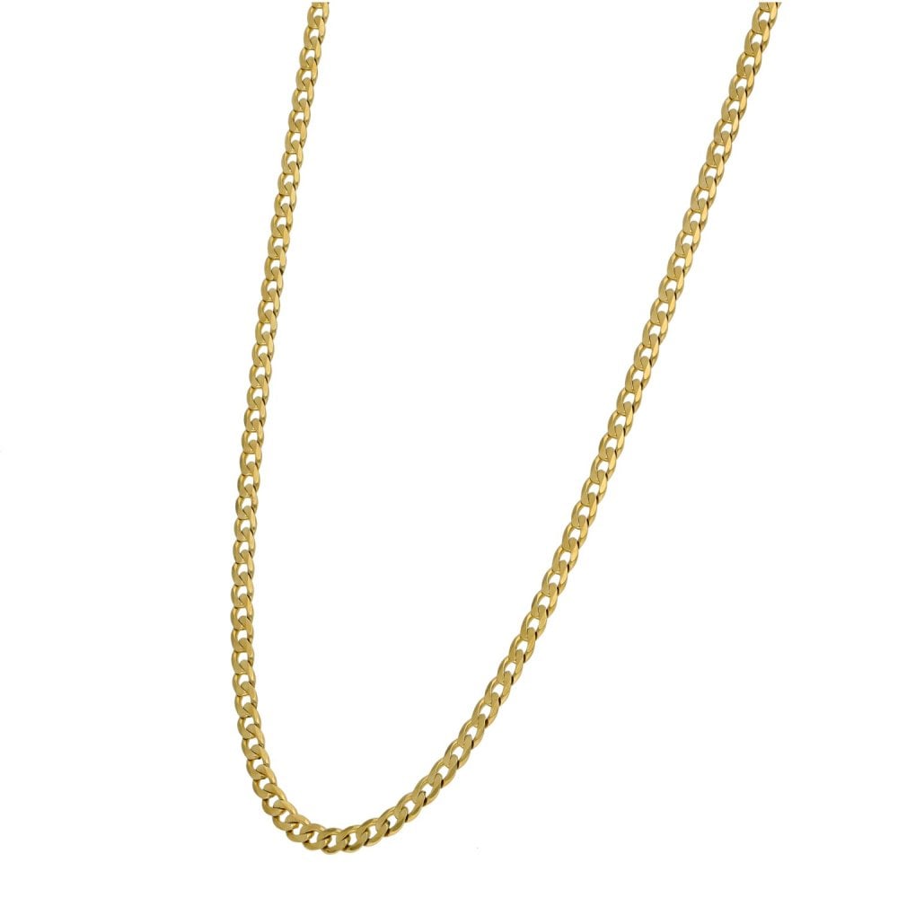 9ct Yellow Gold Solid Curb Chain - 18" - 6.9g
