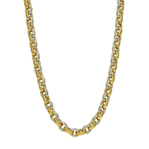 Gents 9ct Yellow & White Gold Oval Belcher Chain - 20" - 47.6g