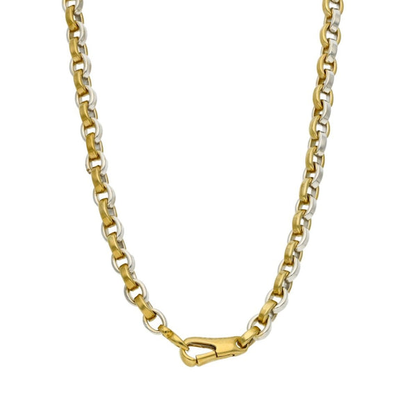 Gents 9ct Yellow & White Gold Oval Belcher Chain - 20" - 47.6g