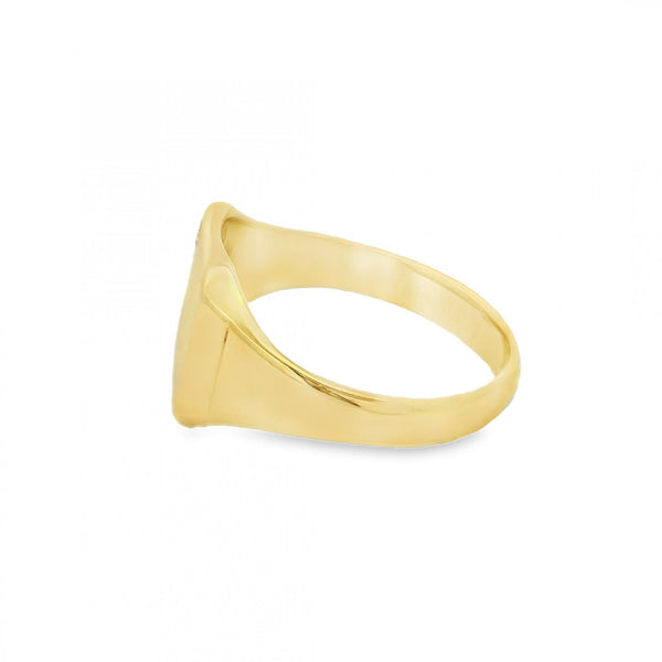 Gents 9ct Yellow Gold Diamond Signet Ring - Size R - 12mm