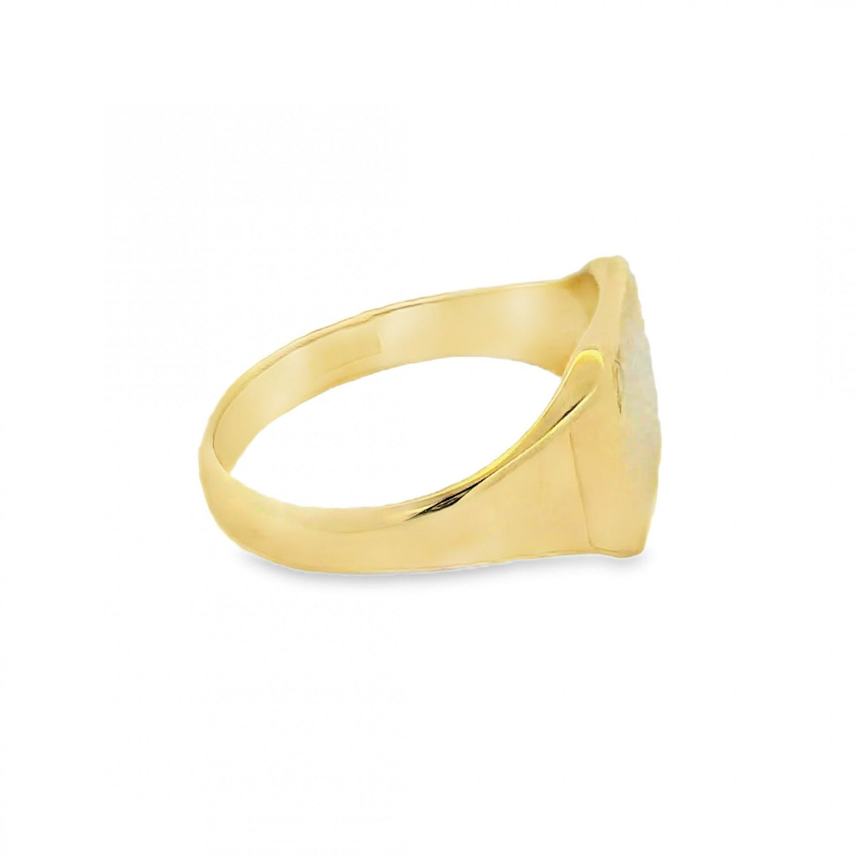Gents 9ct Yellow Gold Diamond Signet Ring - Size R - 12mm